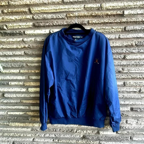 Polo Golf Ralph Lauren Blue Pullover Windbreaker Jacket Tartan Crest Size XL - Picture 1 of 4